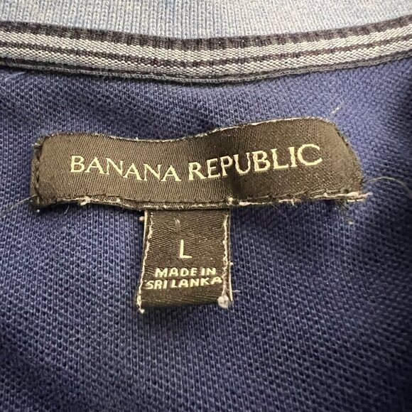 Banana Republic Womens Short Sleeve Polo Top Pullover Blue Size Large - Picture 7 of 8
